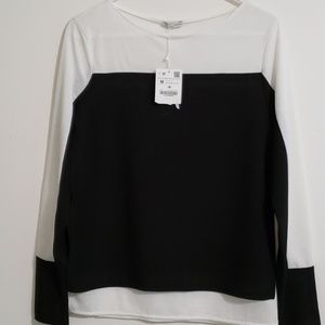 Zara black/white blouse, new, never worn
